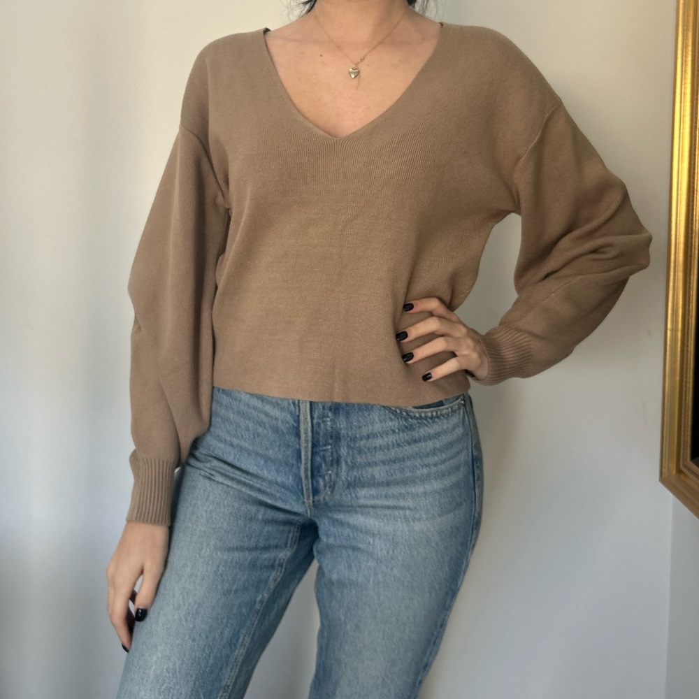 Brown V Neck Sweater / Size XS